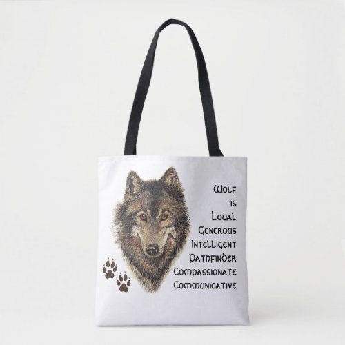 Wolf Totem Animal Guide Inspirational Grey Wolf Tote Bag