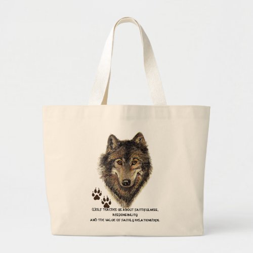 Wolf Totem Animal Guide Inspirational Large Tote Bag