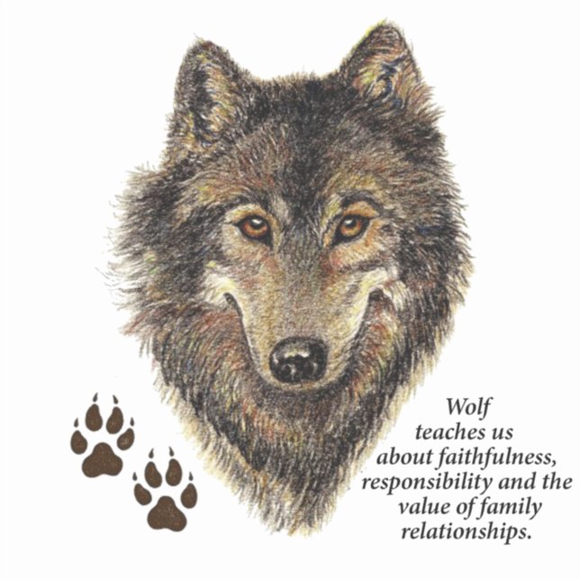 Wolf Totem, Animal Guide Inspirational Symbol Sticker (Front)