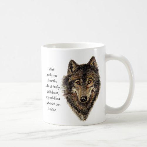 Wolf Totem Animal Guide Watercolor Nature Art Coffee Mug