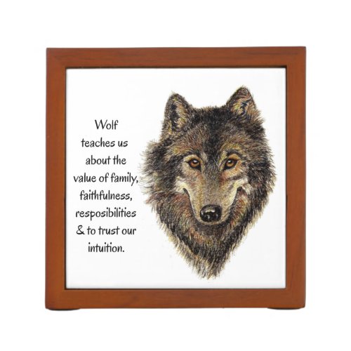 Wolf Totem Animal Guide Watercolor Nature Art Pencil Holder