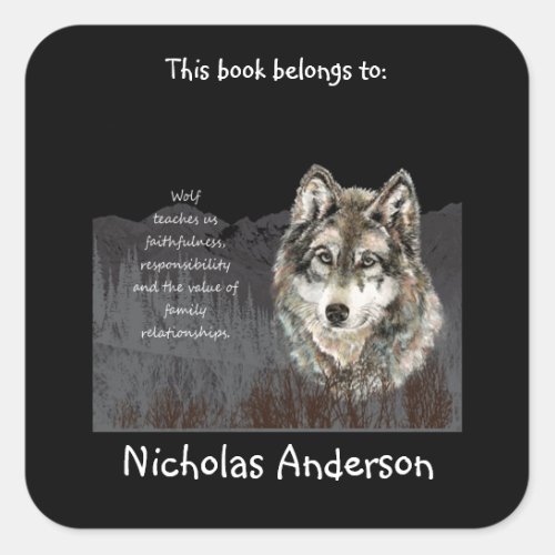 Wolf Totem Animal Spirit Guide Bookplate