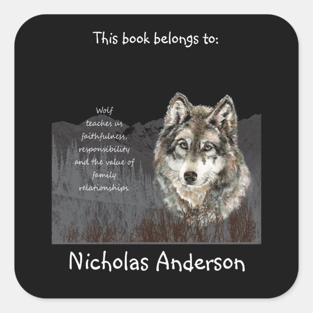 Wolf Totem Animal Spirit Guide Bookplate (Front)