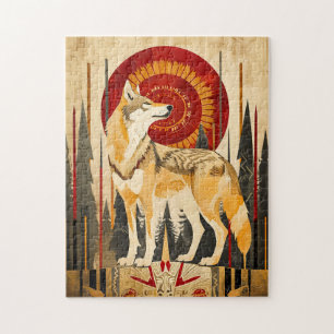 Wolf Totem – Guardian in Deco Style Jigsaw Puzzle