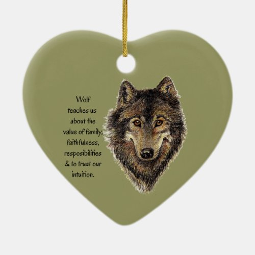 Wolf totem Inspirational Spirit Guide Animal Ceramic Ornament
