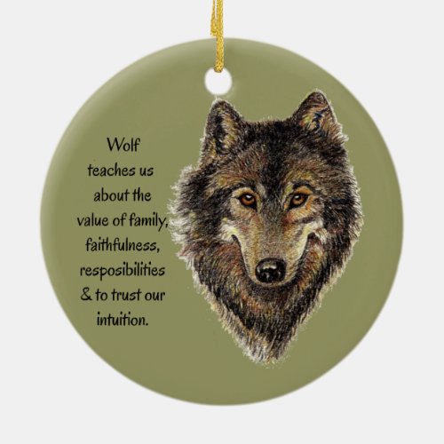 Wolf totem Inspirational Spirit Guide Animal Ceramic Ornament