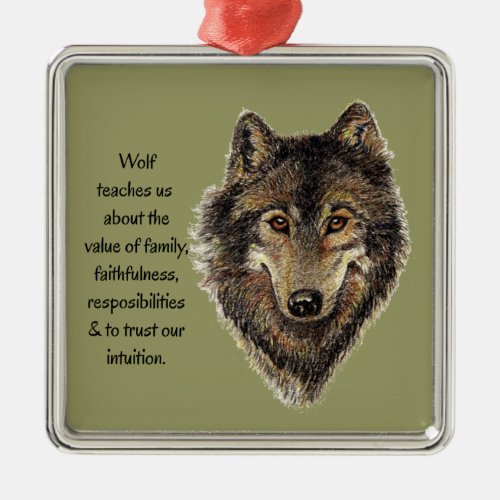 Wolf totem Inspirational Spirit Guide Animal Metal Ornament