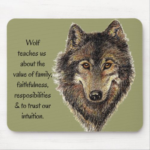 Wolf totem Inspirational Spirit Guide Animal Mouse Pad