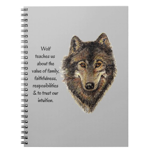 Wolf totem Inspirational Spirit Guide Animal Noteb Notebook (Front)