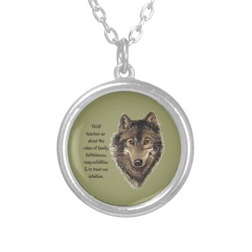 Wolf totem Inspirational Spirit Guide Animal Silver Plated Necklace