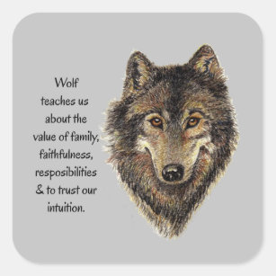 Wolf totem Inspirational Spirit Guide Animal  Square Sticker