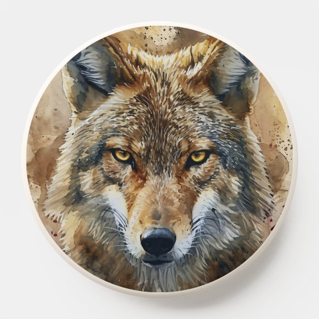 Wolf Totem Spirit Animal in Earthy Tones PopSocket (Popsocket)