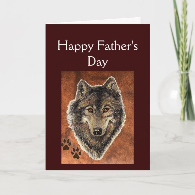 Wolf & Tracks Quote Happy Father's Day Card (Front)