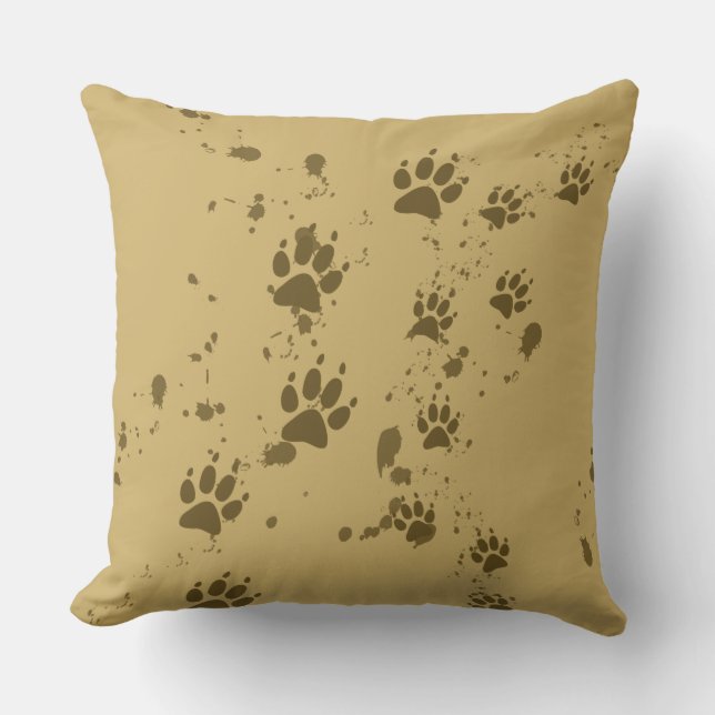 Wolf Tracks Throw Pillow (Front)