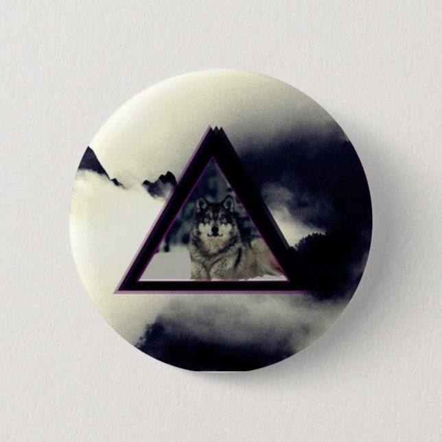 wolf triangle pinback button (Front)