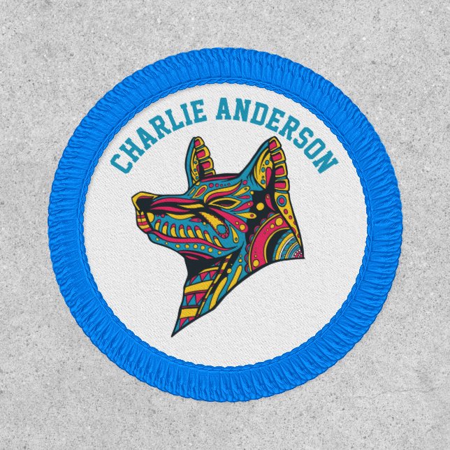 WOLF Tribal Mandala Huichol Art Patch (Front)