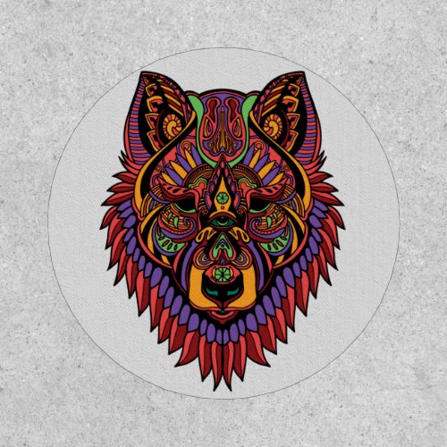 WOLF Tribal Mandala Huichol Art Patch