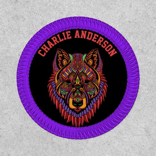 WOLF Tribal Mandala Huichol Art Patch