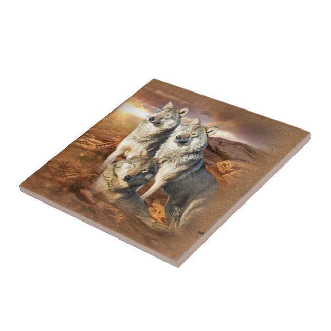 Wolf Trio Ceramic Tile (Side)