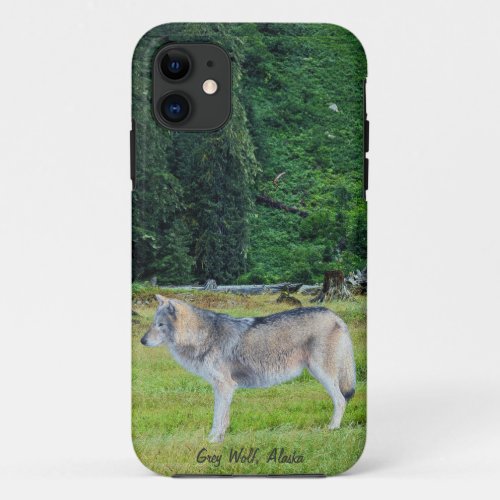 Wolf u alaskischer Waldtier_Kunst iPhone 5 Fall iPhone 11 Case