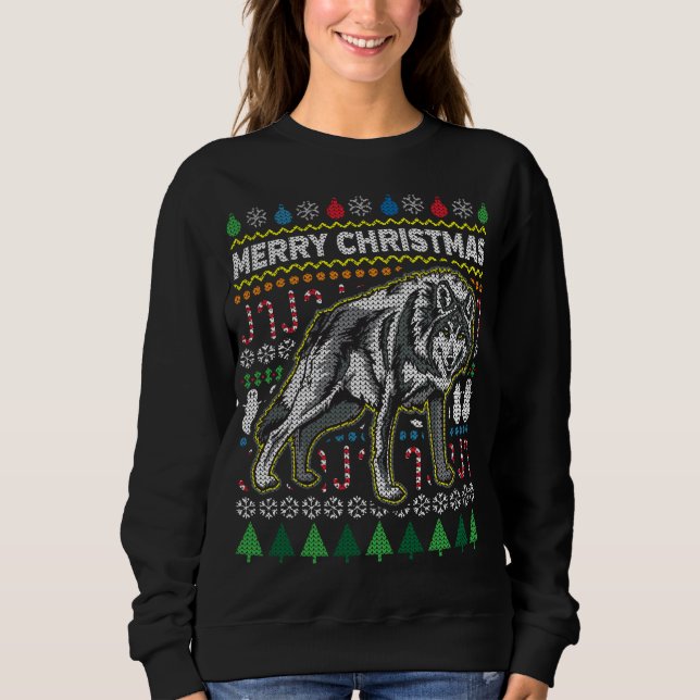 Wolf Ugly Christmas Sweater Wildlife Series (Front)