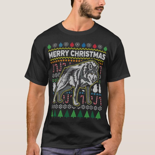 Wolf Ugly Christmas Sweater Wildlife Series (Front)