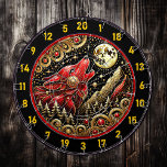 Wolf Under Moonlight Brings Power And Peace Dart Board<br><div class="desc">Elevate your game room with this stunning dartboard, featuring a wolf howling beneath the full moon. The rich tones of red, brown, and gold bring the artwork to life, showcasing the strength and beauty of the wolf while also evoking a sense of peace and tranquility. It’s a perfect addition to...</div>
