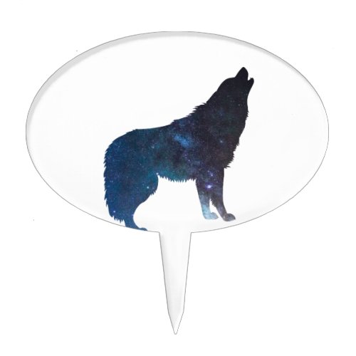 Wolf universe silhouette _ Choose background color Cake Topper