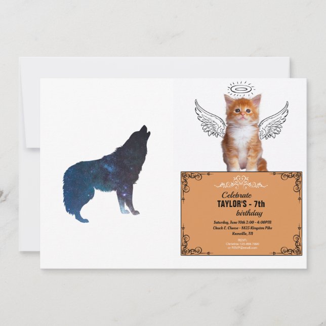 Wolf universe silhouette - Choose background color Invitation (Front)
