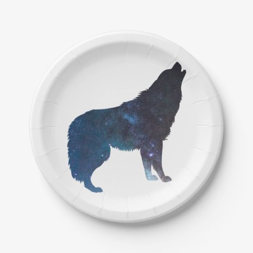 Wolf universe silhouette _ Choose background color Paper Plates