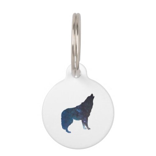 Wolf universe silhouette _ Choose background color Pet ID Tag