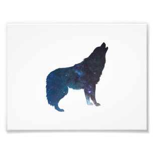 Wolf universe silhouette - Choose background color Photo Print