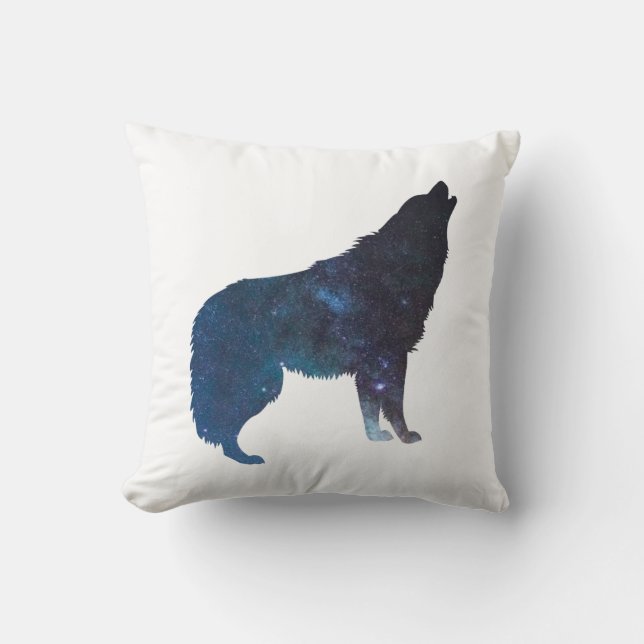 Wolf universe silhouette - Choose background color Throw Pillow (Front)