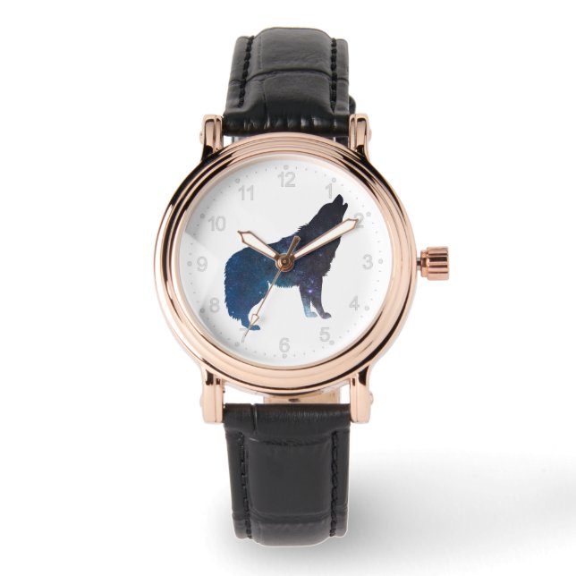 Wolf universe silhouette - Choose background color Watch (Front)