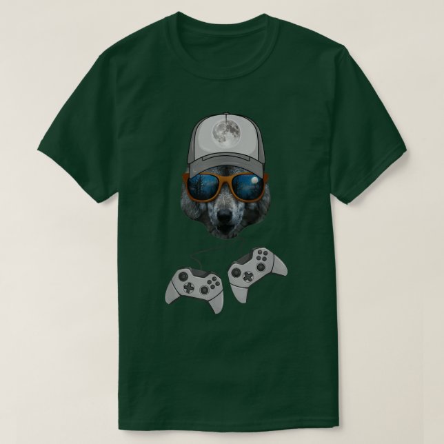 Wolf Video Game Player Gift Animal Wolf Gamer T-Sh T-Shirt (Design Front)