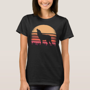 Wolf Vintage Howling At Moon 70s 80s Retro Hallowe T-Shirt