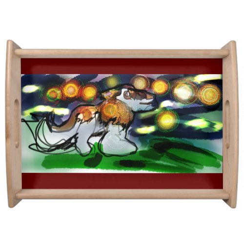 Wolf  walk star night wooden box sign magnet acryl serving tray