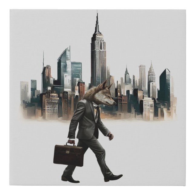 Wolf Walking in New York City   Faux Canvas Print (Front)