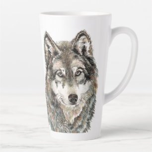  Wolf watercolor Animal Wolves Latte Mug