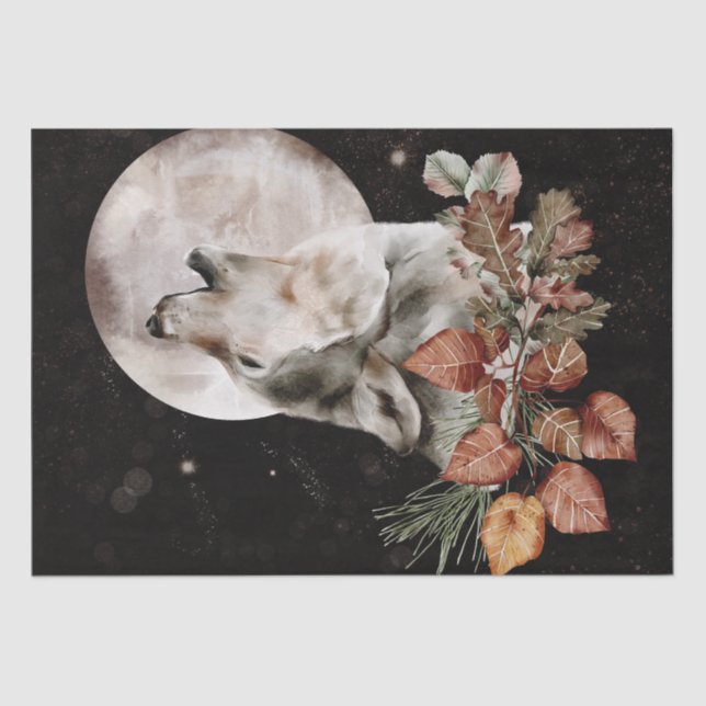 Wolf Watercolor Autumn Fall Tissue Paper (Front)