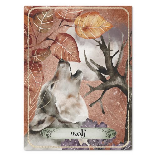 Wolf Watercolor Fall Mysterious Autumn Oracle Tissue Paper