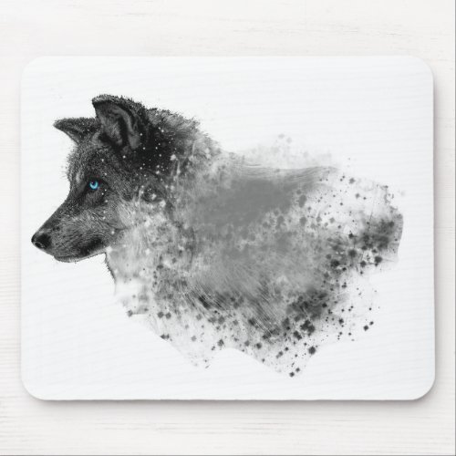 Wolf Watercolor Mouse Pad