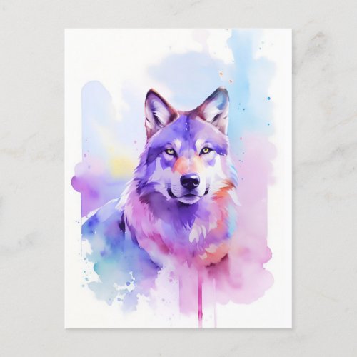 Wolf Watercolor Portrait 1 Postcard