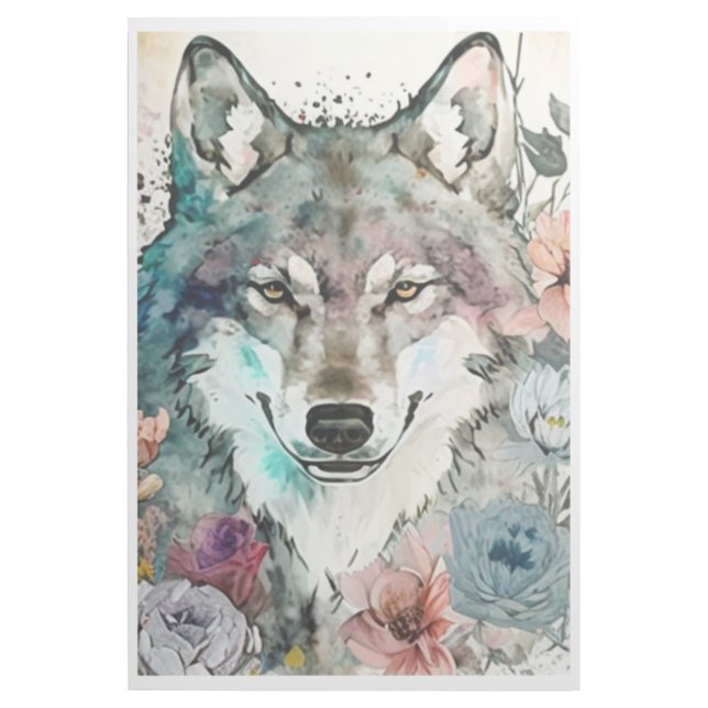 Wolf Watercolor PRINTABLE ART Wolf Print Instant D (Front)