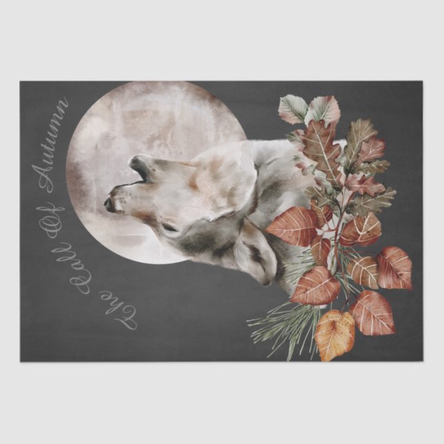 Wolf Watercolor "The Call Of Autumn" Tissue Paper (Front)