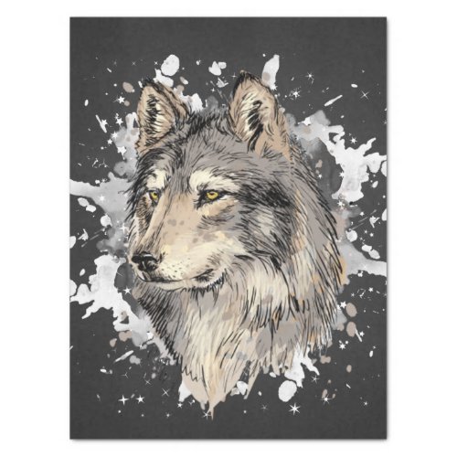 Wolf Watercolor Tissue Paper