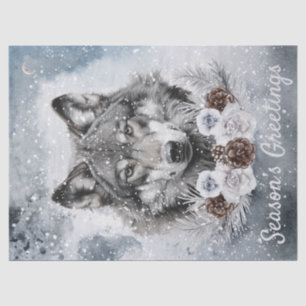 Wolf Watercolor Winter Christmas Tissue Paper