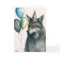 Wolf Watercolor with Balloons Birthday