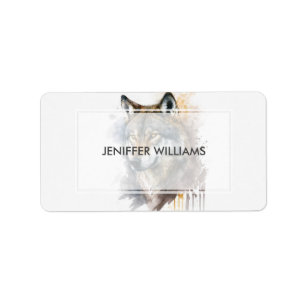 Wolf Watercolour Painting Label