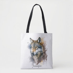Wolf Watercolour Painting Tote Bag